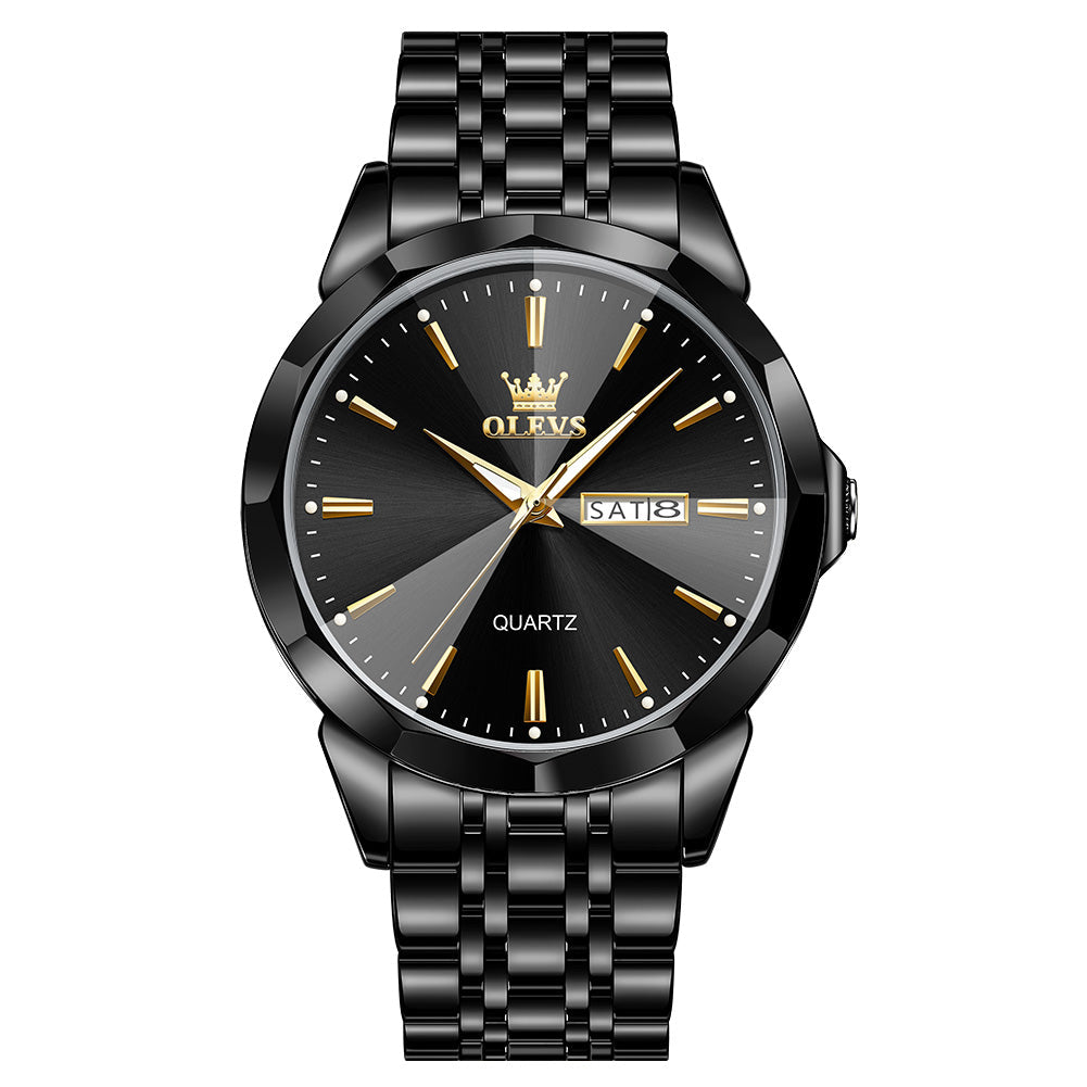 OLEVS 3615 Watches for Men,Dress Analog Quartz Mens Watch,Stainless Steel Waterproof Luminous Wristwatch,Big Face Calendar Elegant Gift for Men